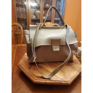 Pietro Alessandro New York GRAY Leather Handbag/Purse Preowned